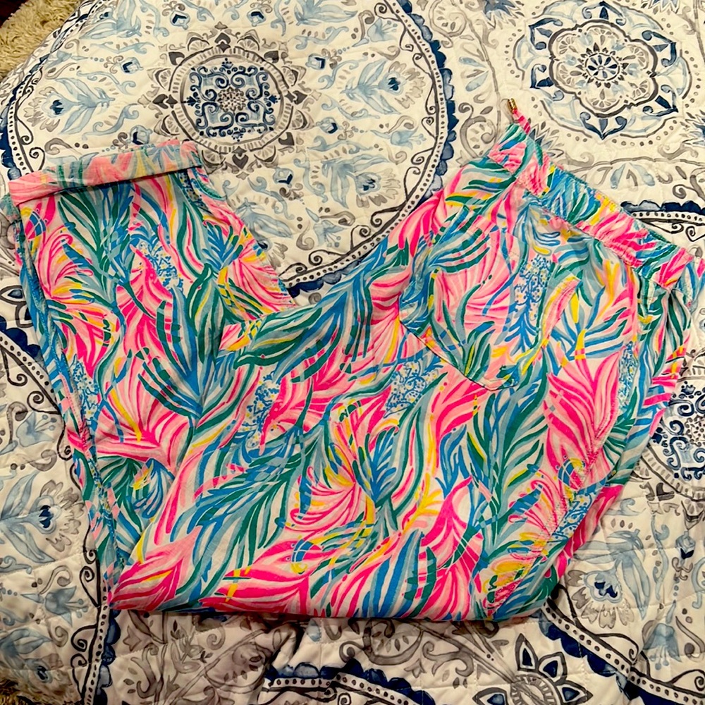 Lilly Pulitzer Multicolor Tropical Print Pants - Pink, Blue, Green, Yellow